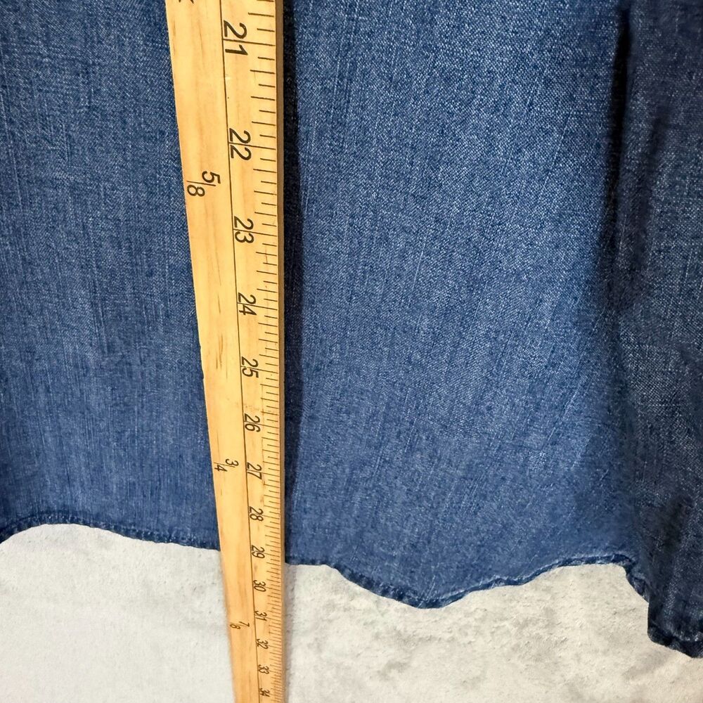 NWT J Jill Denim Shirt Women Plus 3X Blue Chambray Long Sleeve Button Blouse Top - Picture 7 of 8